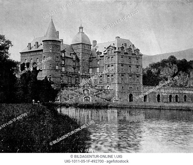 Early autotype of the chateau de vizille palace, vizille, departement isere, france, 1880