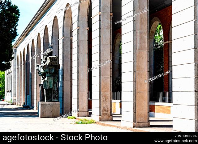 Madrid, Spain - May 1, 2019: Nuevos Ministerios is a government complex in central Madrid. The original project was designed by architect Secundino Zuazo Ugalde
