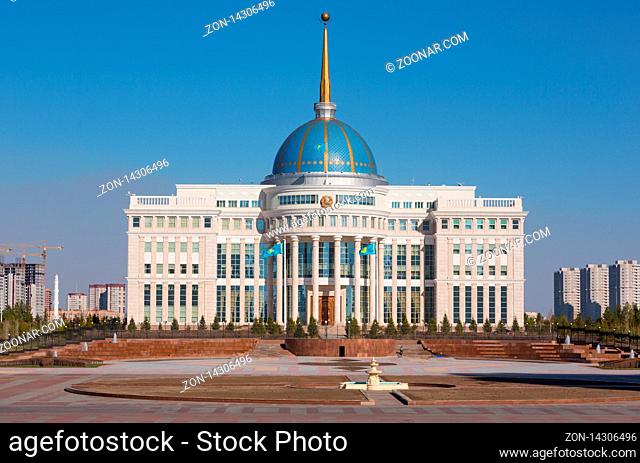 NUR-SULTAN, KAZAKHSTAN - APRIL 30, 2014: Government building Ak Orda in Astana
