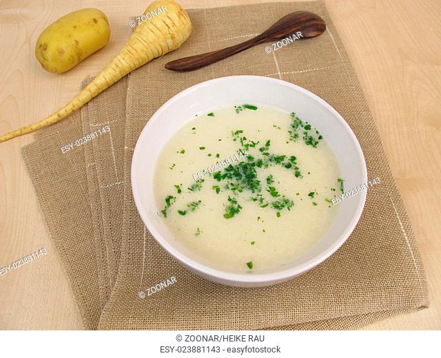 Puree soup with potatoes and parsnips