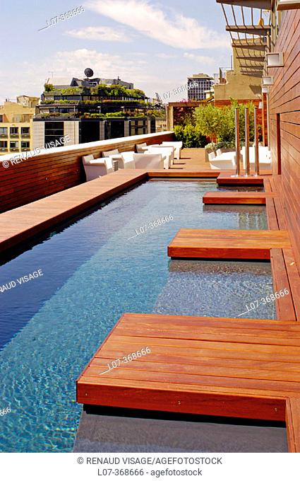 Swimming pool at the Hotel Omm. Barcelona. Spain