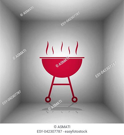 Barbecue simple sign. Bordo icon with shadow in the room