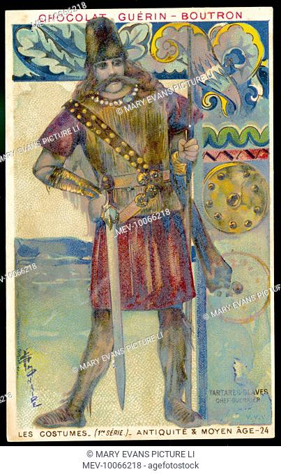 Warrior chief of the Tartars in full armour, carrying a spear and a sword