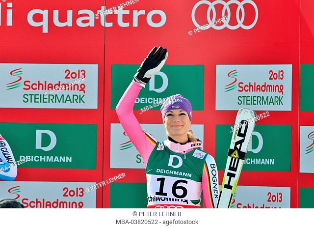 Austria, Styria, Schladming, ski world championship, ski racer, Maria Höfl-Riesch, victory ceremony