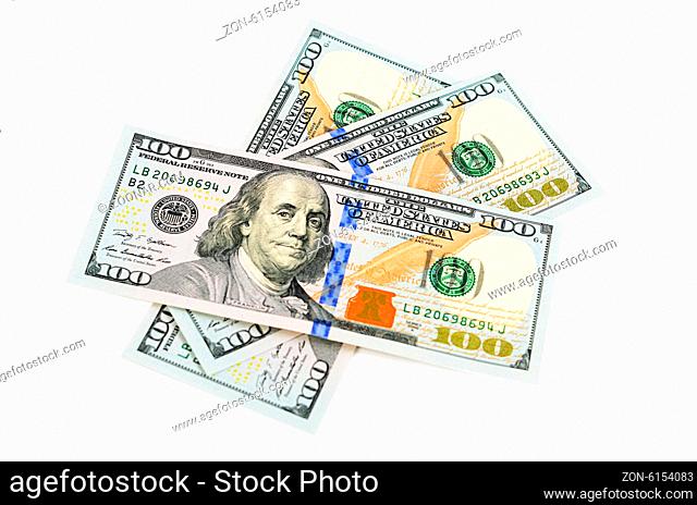 The hundred dollars isolated on white background