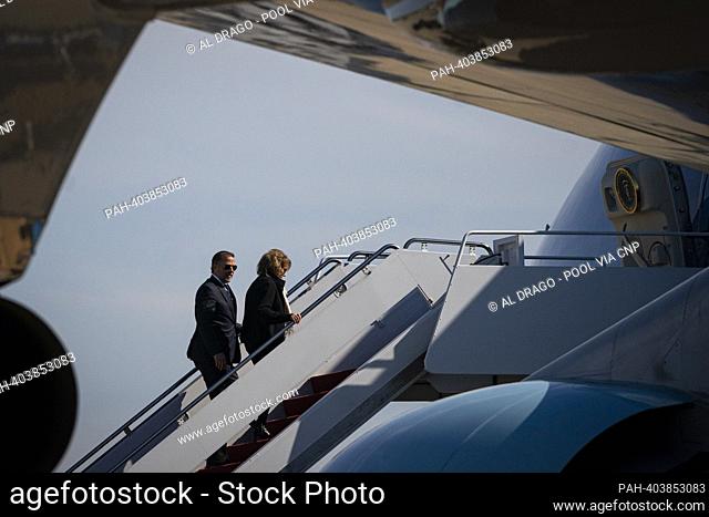 Hunter Biden and Valerie Biden Owens board Air Force One at Joint Base Andrews, Maryland, US, on Tuesday, April 11, 2023