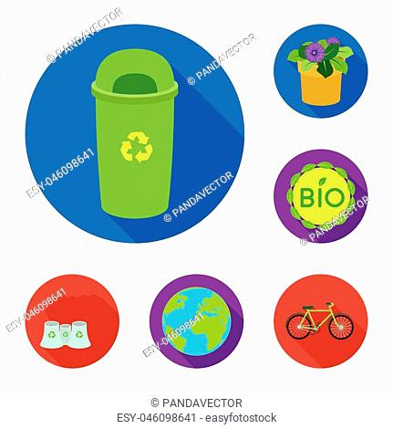Bio and ecology flat icons in set collection for design. An ecologically pure product vector symbol stock illustration