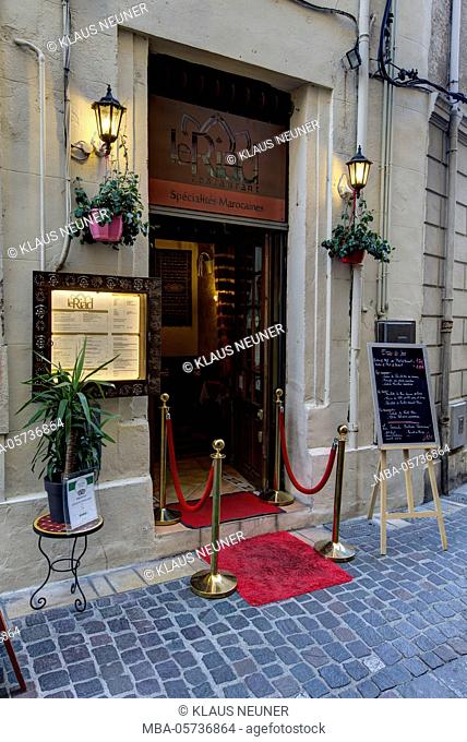 Restaurant Le Riad, entrance, street in Avignon, Provence, Vaucluse, Southern France, France, Europe