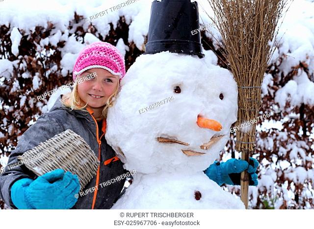 snowman with girl
