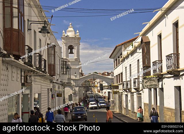 Sucre, Old city street view, Bolivia, South America