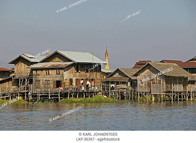 Intha houses on stilts, Inle Lake, Myanmar