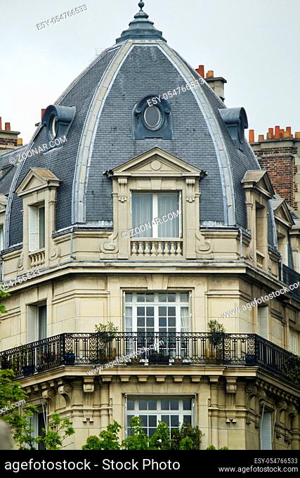 Close up section of the typical buildings of the streets of Paris, France