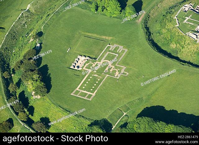 Remains of cathedral at Old Sarum, near Salisbury, Wiltshire, 2017. Creator: Damian Grady