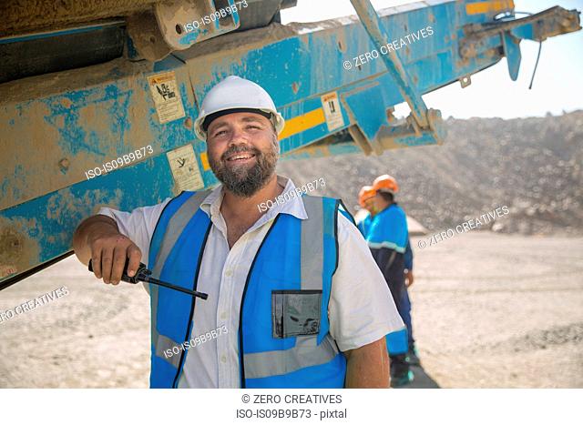 Portrait of quarry worker in quarry