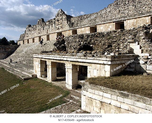 Nunnery Quadrangle in Uxmal, Pre-Columbian ruined city of the Maya civilization (late Classic period 600 - 900 A.D.). Yucatan, Mexico