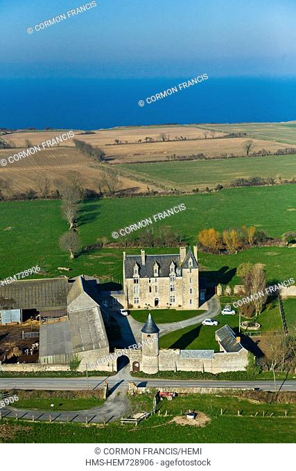 France, Calvados, Saint Pierre du Mont, manor aerial view