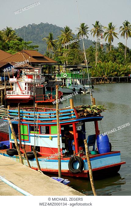 Thailand, Fishing boat moored at Salak Phet bay