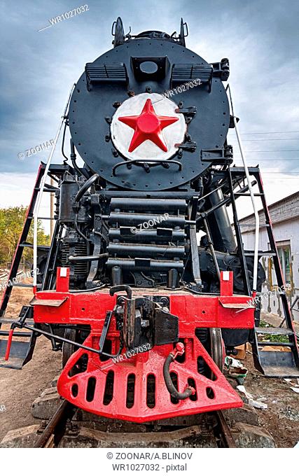 Old steam locomotive with the red star