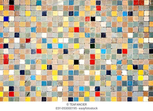 Multi colored small square tiles abstract pattern background