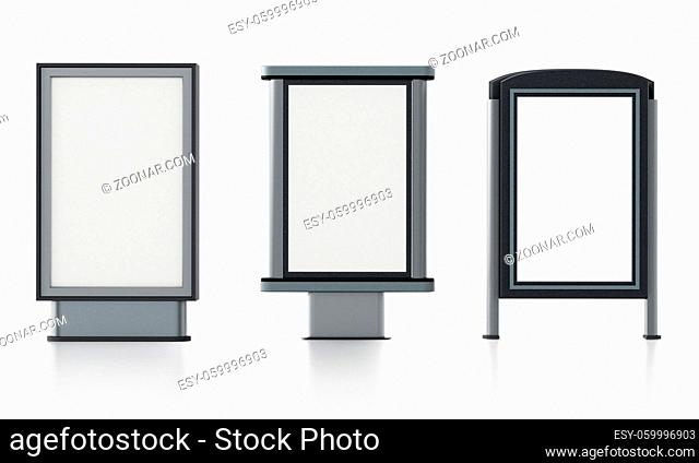 CLP City light poster stands isolated on white background. 3D illustration