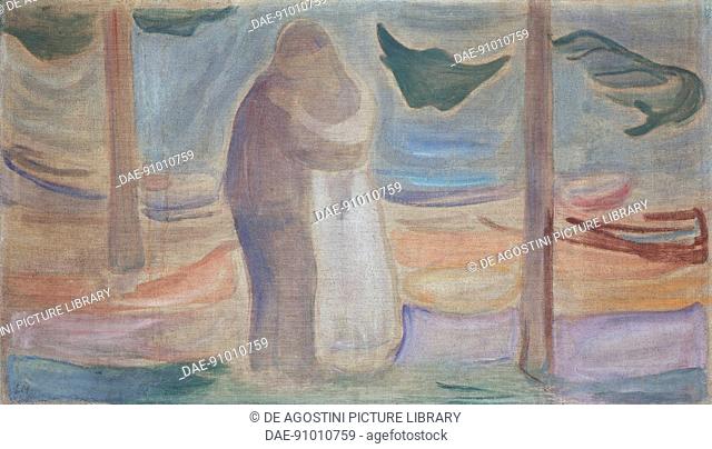Couple on the beach, 1906-1907, by Edvard Munch (1863-1944), tempera on canvas. Norway, 20th century.  Berlin, Neue Nationalgalerie (New Nationalgallery