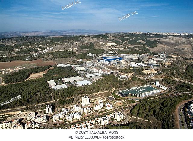 Aerial photograph of the city of Migdal Ha'Emek in the Jezreel valley