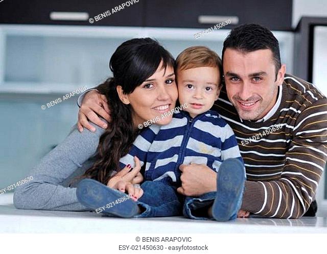 happy young family have fun at home