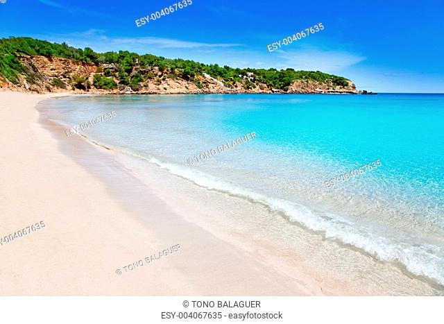 Cala Llenya in Ibiza with turquoise water in Balearic
