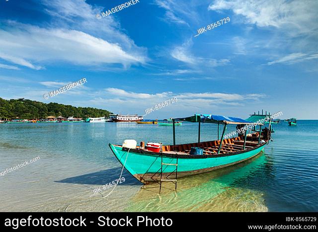 Boats in Sihanoukville beach, Cambodia, Asia