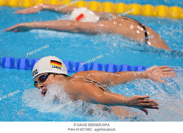 Franziska Hentke of Germany swims during the women's 200m Butterfly semifinal of the swimming event of the 15th FINA Swimming World Championships at Palau Sant...