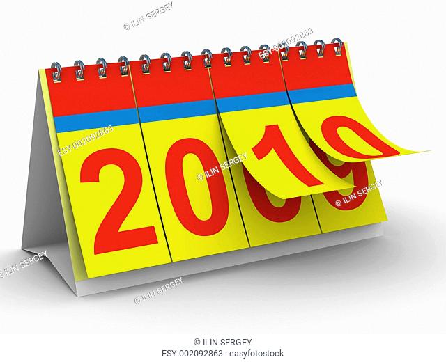 2010 year calendar on white backgroung. Isolated 3D image