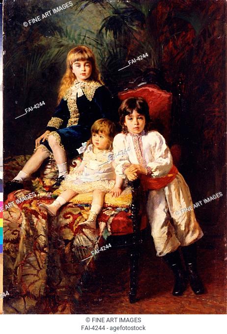 The Balashov's Children. Makovsky, Konstantin Yegorovich (1839-1915). Oil on canvas. Russian Painting of 19th cen. . 1880