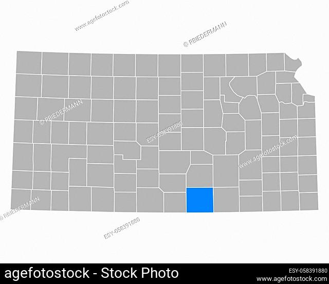 Map of Sumner in Kansas