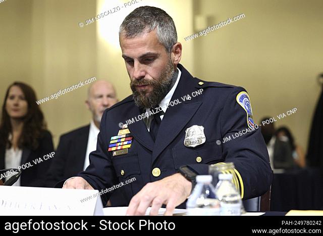 DC Metropolitan Police Department Officer Michael Fanone arrives to testify before members of the Select Committee to Investigate the January 6th Attack on the...