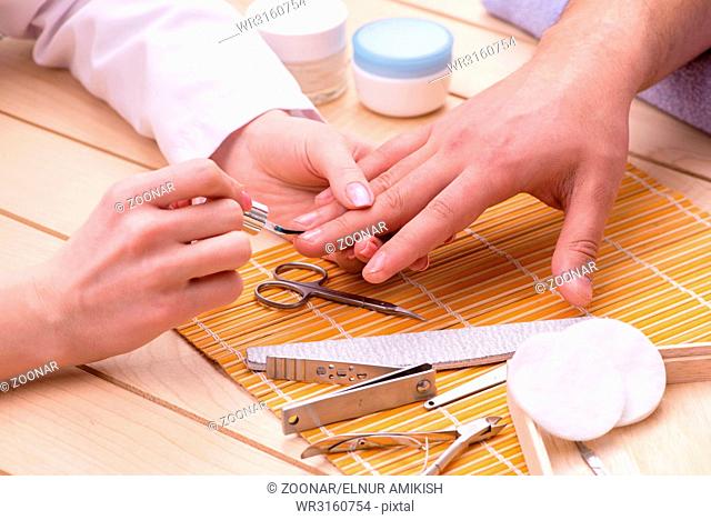 Hand manicure concept for man