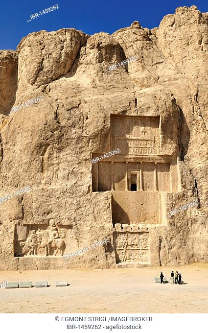 Historic tomb of King Darius, Dareios I. at the Achaemenid burial site Naqsh-e Rostam, Rustam near the archeological site of Persepolis
