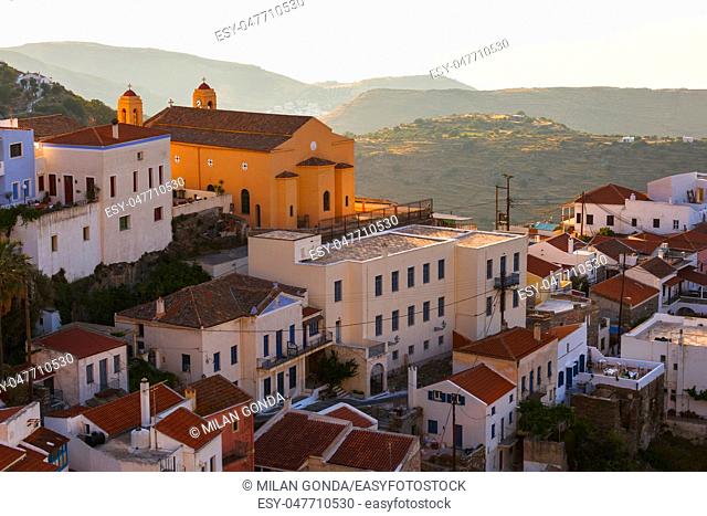View of Ioulida village on Kea island in Greece.
