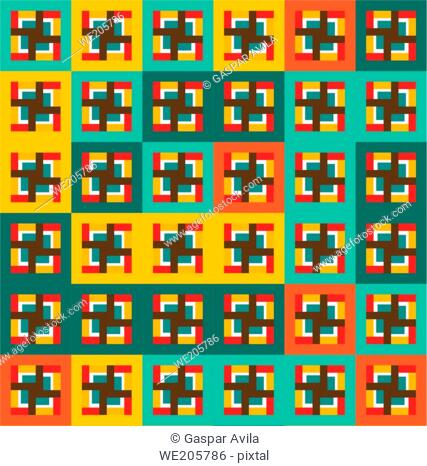 Geometric pattern with colorful squares