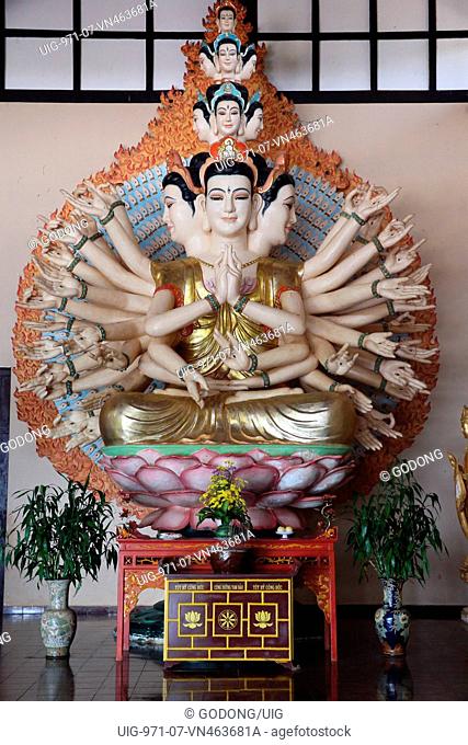 Linh An buddhist pagoda. Thousand-armed Avalokitesvara, the Bodhisattva of Compassion