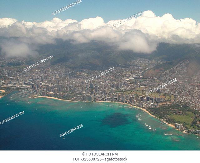 Honolulu, Waikiki, Oahu, HI, Hawaii, aerial