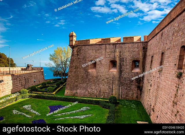 BARCELONA - MARCH, 2018: Montjuic Castle in Barcelona Spain