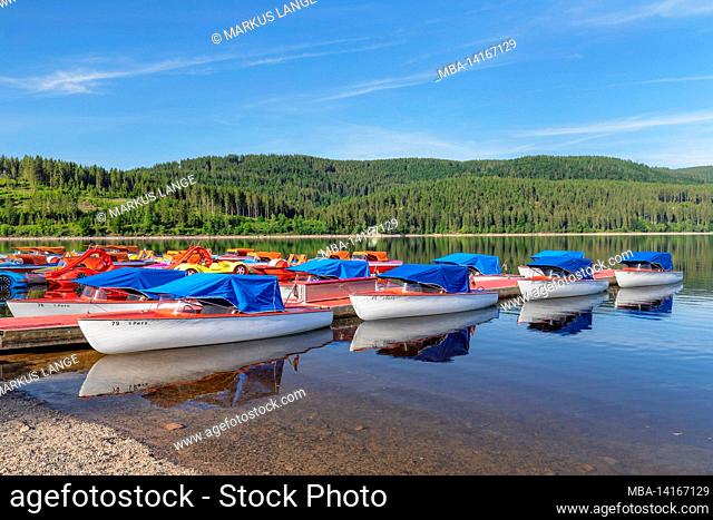 boats on schluchsee, black forest, baden-wuerttemberg, germany