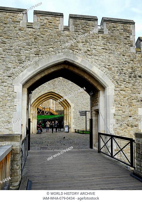 Views around the Tower of London, a historic castle located on the north bank of the River Thames in central London. Completed in the 14th Century