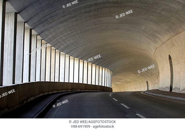 Road tunnel in the Salzkammergut mountains near Hallstatt, Austria
