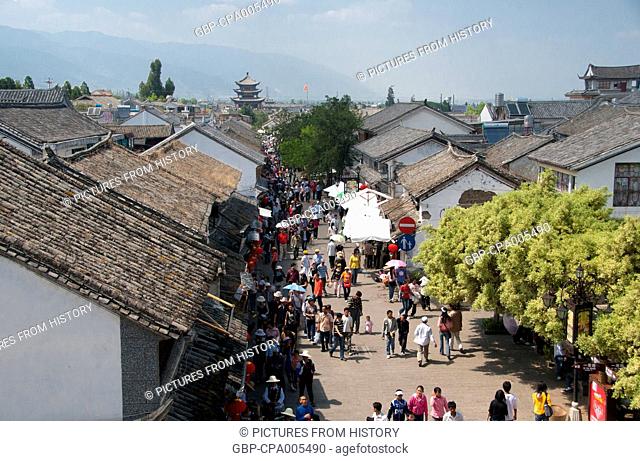 China: Fuxing Lu, the old city's main street from the South Gate, Dali, Yunnan