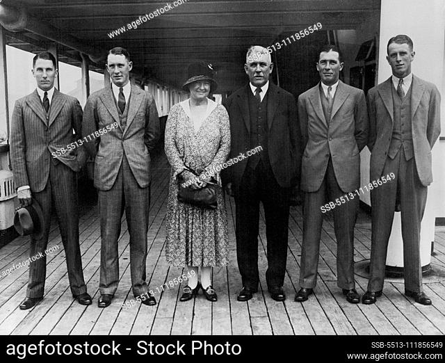 The Ashton family arriving in New York, 1930-Phillip, Geoffrey, their parents, James and Robert. They had just won the Whitney Cup in England