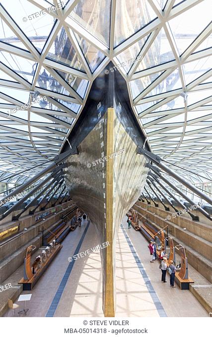 England, London, Greenwich, Cutty Sark Interior, View of Ships Hull