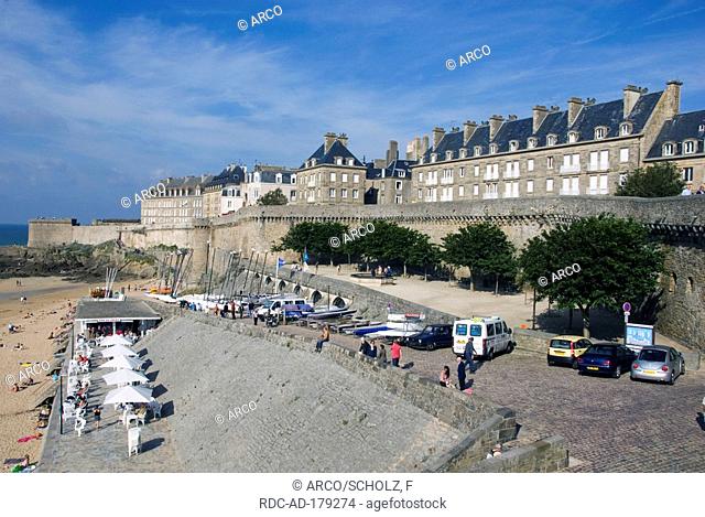 Town wall, city core 'Intra Muros', old town 'Ville close', St Malo, Brittany, France, Saint Malo, Cote d'Emeraude