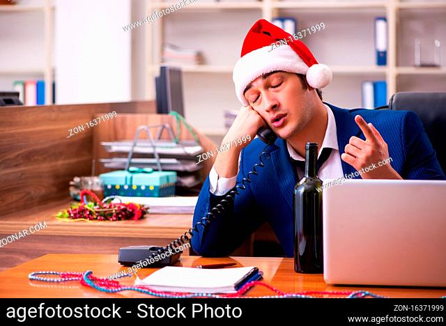 Employee in office during christmas party