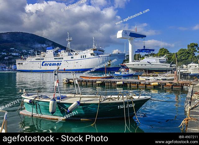 Fishing boats, Ferry, Port, Ischia Porto, Ischia Island, Italy, Europe